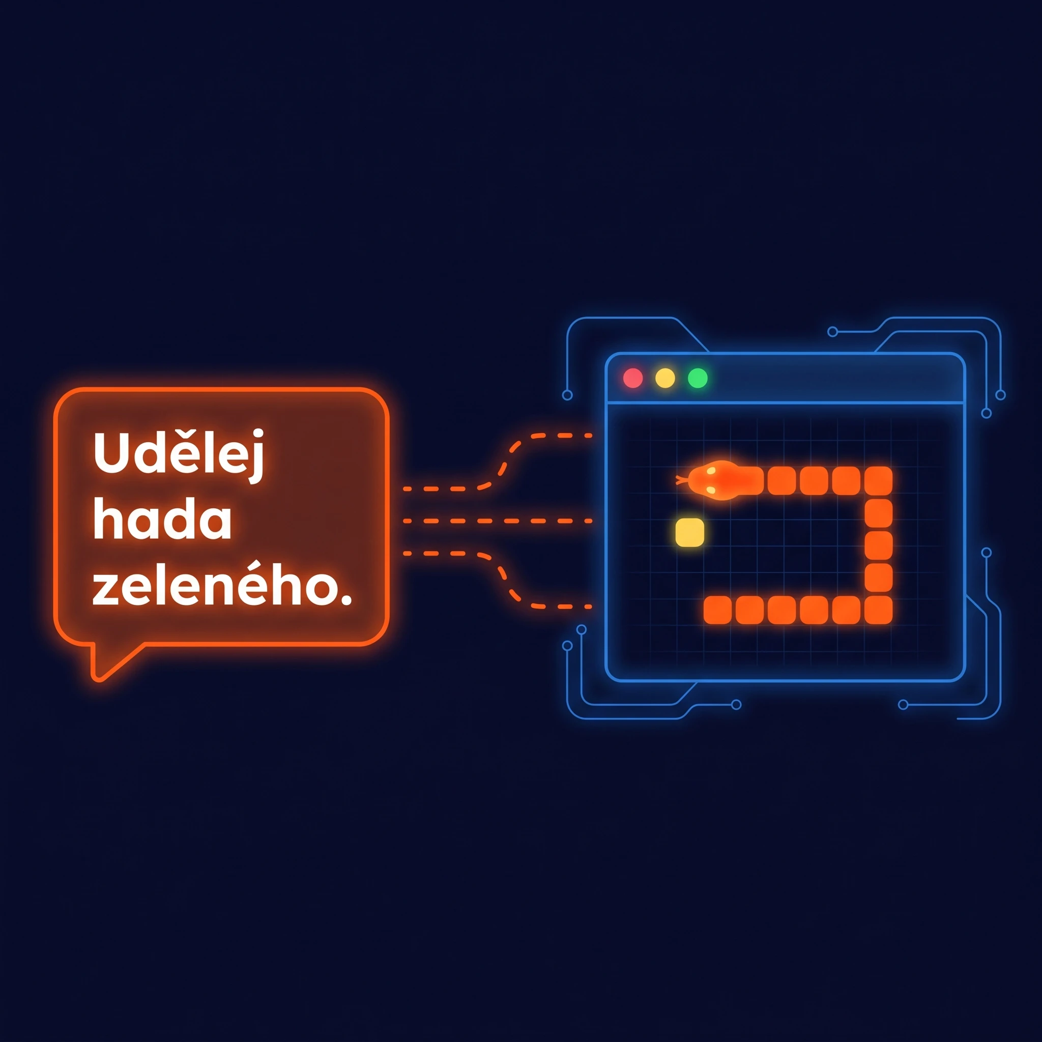 První iterace ve vibe codingu: česká věta v chatu mění hru Had