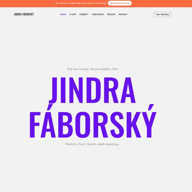 Web Faborsky.cz postavený přes AI