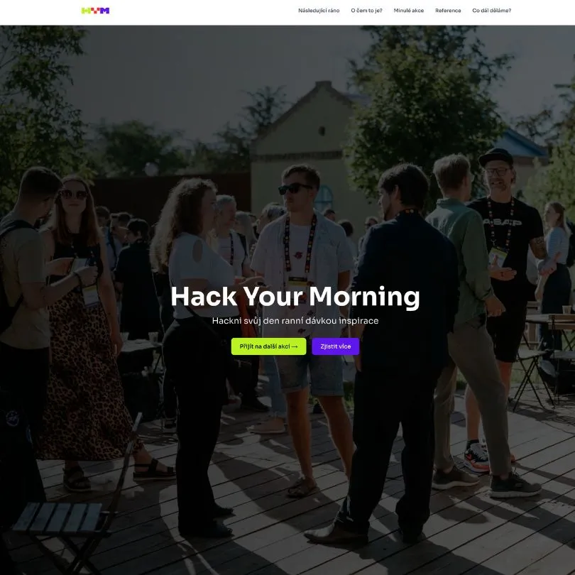 Web HackYourMorning.cz postavený přes AI