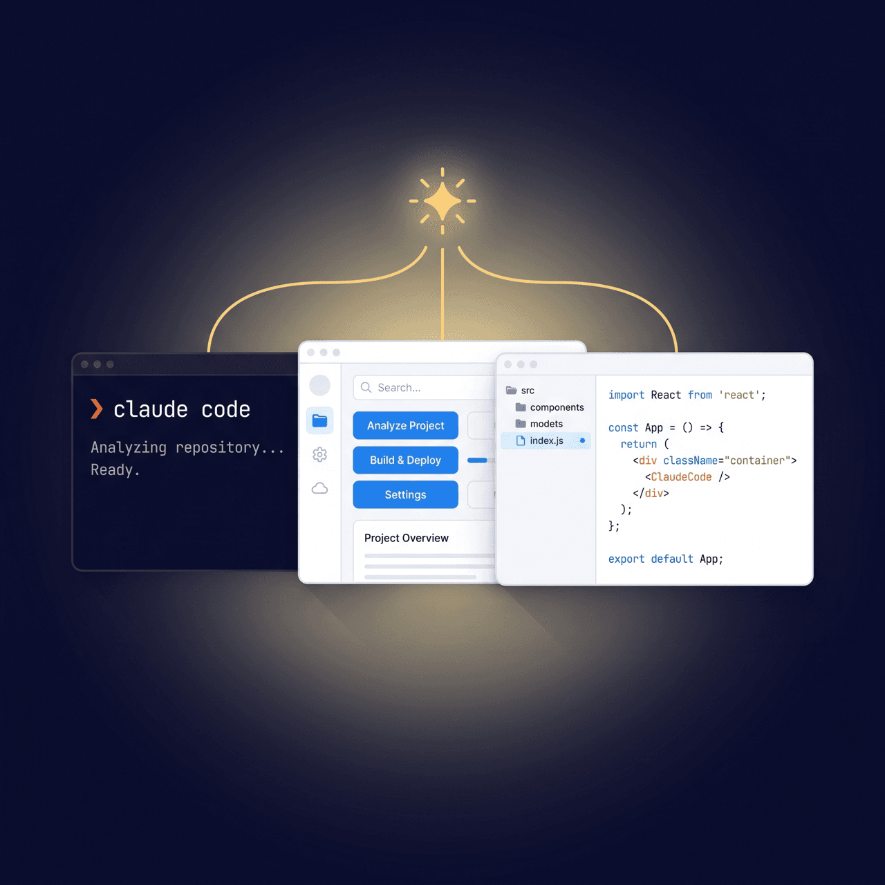 Tři rozhraní Claude Code: terminál, desktopová aplikace a editor kódu VS Code